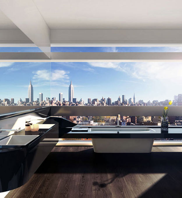 03-A vista do skyline de Nova York é o maior luxo deste banheiro nos Estados Unidos (Decoholic)
