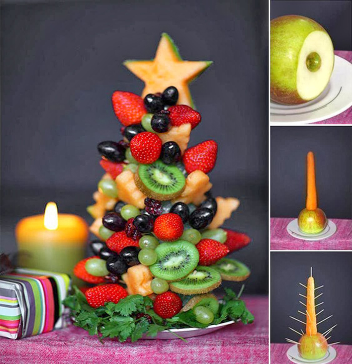 03árvore de natal mesa de natal decorada; árvore de natal criativa; árvore de natal de comida
