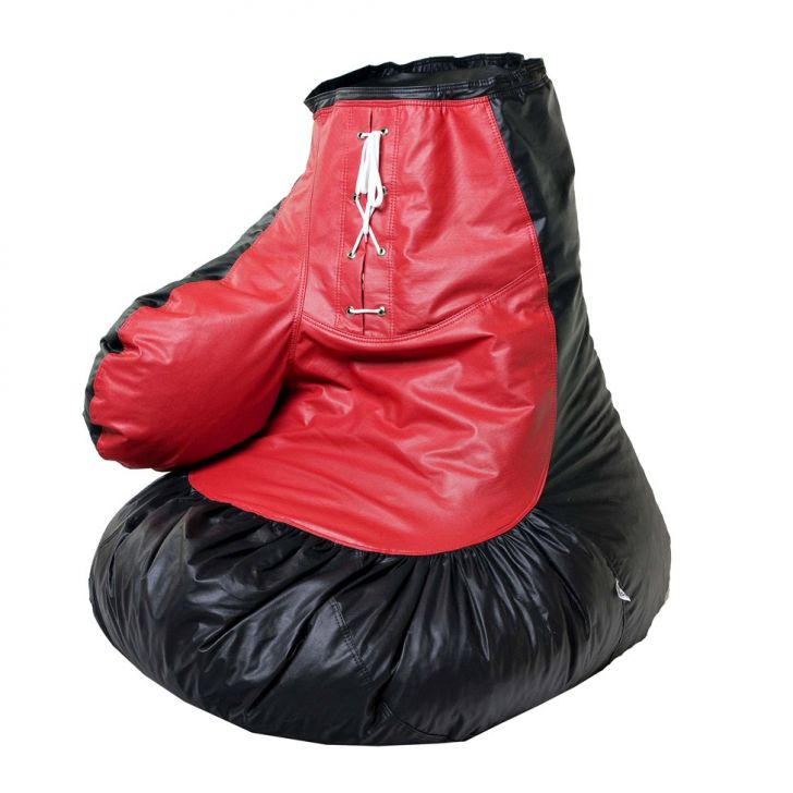 04-Puff Luva de Box Courino Preta e Vermelha Stay Puff