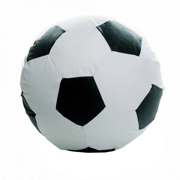 10-Puff Big Ball Futebol Courino Branco e Preto Stay Puff