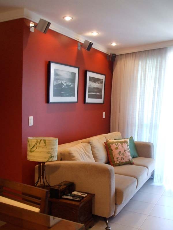 Sala de estar de um apartamento de 89 m². Projetado por Ana Lucia Nunes Gomes.