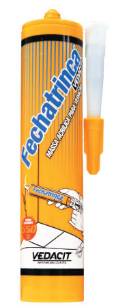 Fechatrinca, da Vedacit. Massa acr&iacute;lica indicada para vedar fissuras de at&eacute;...