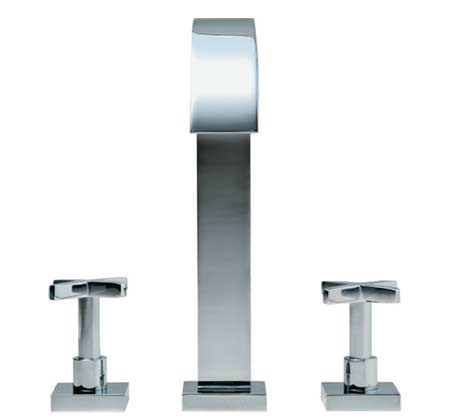 Misturador de mesa Square Cross com acionamento por pastilhas cer&acirc;micas, que...