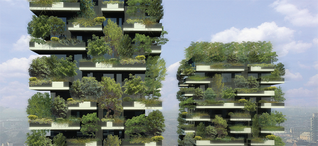 Como são as fachadas cheias de vegetação de megaprédios na Europa