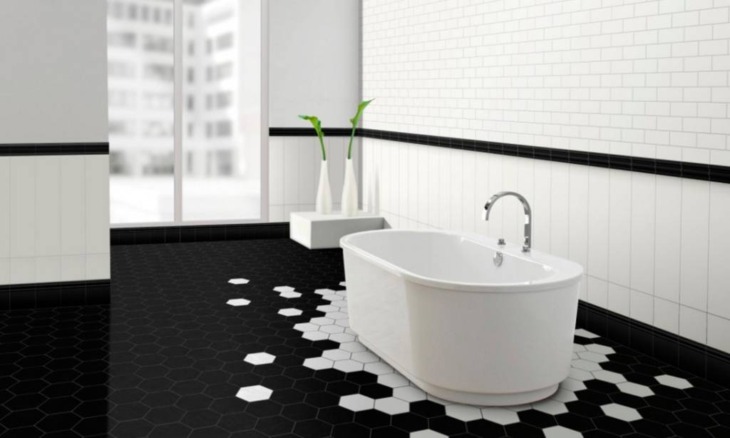 banheiro-de-piso-de-hexagonos-com-preto-e-branco-que-parece-poca-Metro Tiles