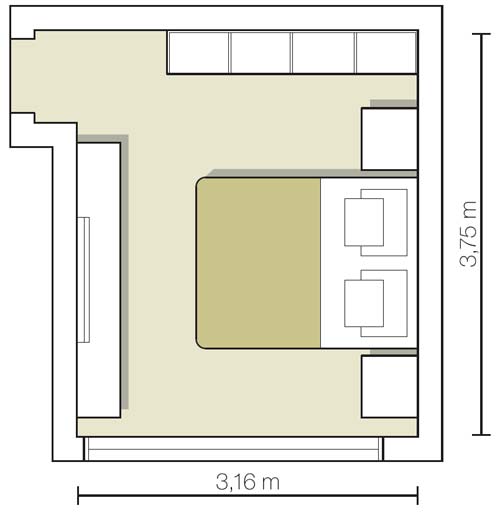 Quarto de 11,80 m&sup2; da arquiteta Kharina Fi&uacute;za.