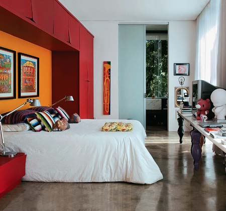 O quarto do arquiteto inspira alegria e bom humor com seus tons vibrantes. E ...