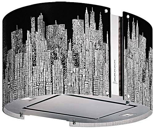 A coifa de inox Manhattan (67 x 46 x 36 cm), da Falmec (21 2402-5343), recebe uma capa remov&iacute;vel de vidro com o skyline de Nova York. Trabalha como exaustor e depurador, apenas em voltagem 220, e disp&otilde;e de comando eletr&ocirc;nico instalado num painel vertical. Nas vers&otilde;es para ilha e parede, custa de R$ 7 410 a R$ 9,2 mil. H&aacute; mais dois modelos de capa.