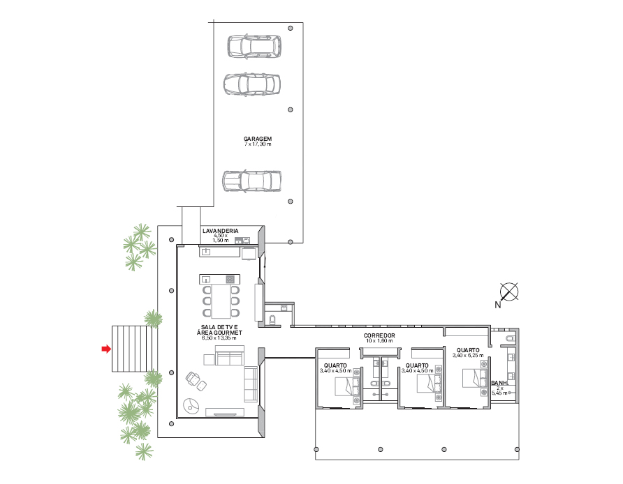 planta1-estrutura-de-concreto-abriga-cozinha-supercolorida-em-casa-de-campo