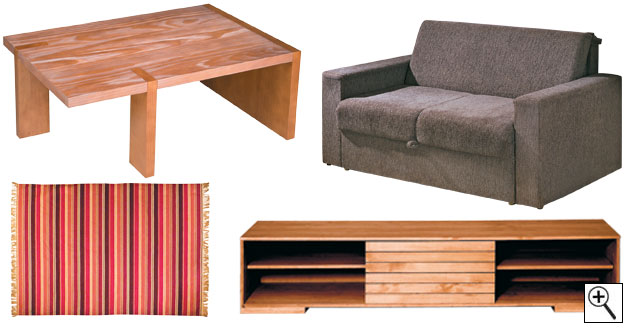 Quatro versões de salas de estar e TV