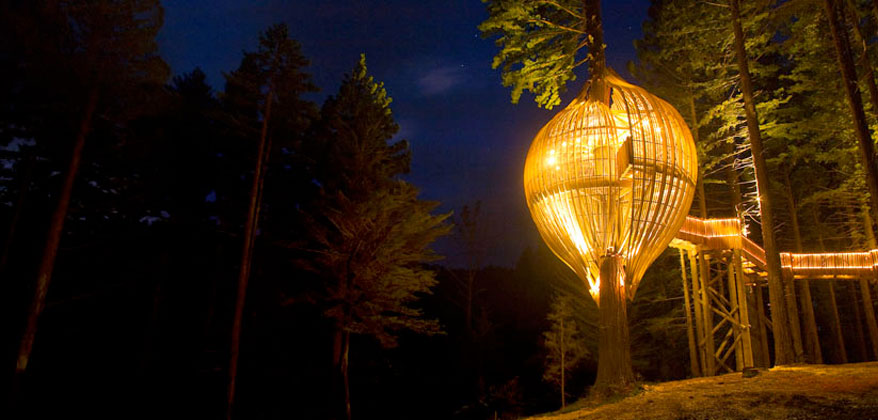 Restaurante em forma de balão fica a 12 m do chão no meio da floresta