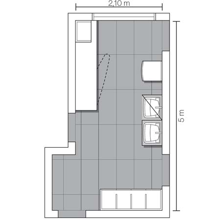 Com 2 m x 50 cm de profundidade, ele comporta a t&aacute;bua de passar, um var&atilde;o m...