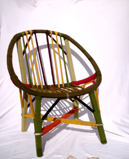 Cadeira restaurada com aplicação de lã