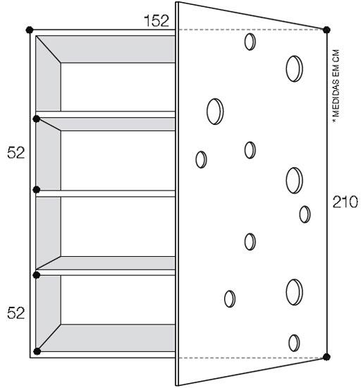 Projeto do arm&aacute;rio com as medidas.