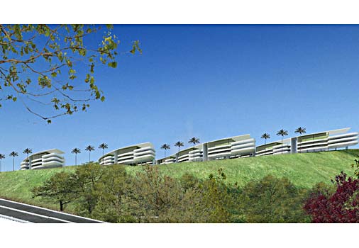 Os edif&iacute;cios residenciais tamb&eacute;m fazem parte da &aacute;rea de desenvolvimento ur...