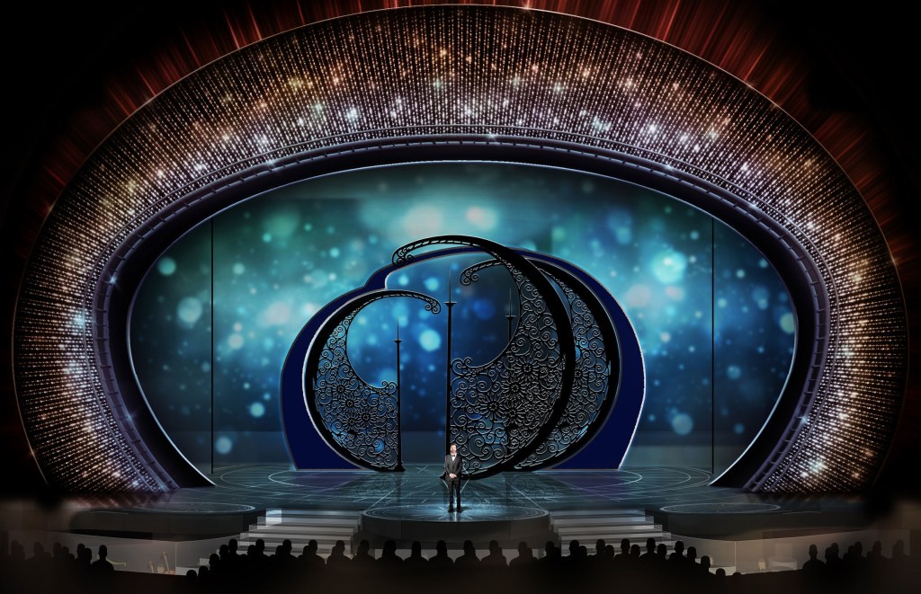 cenário do Oscar com o portal da lua