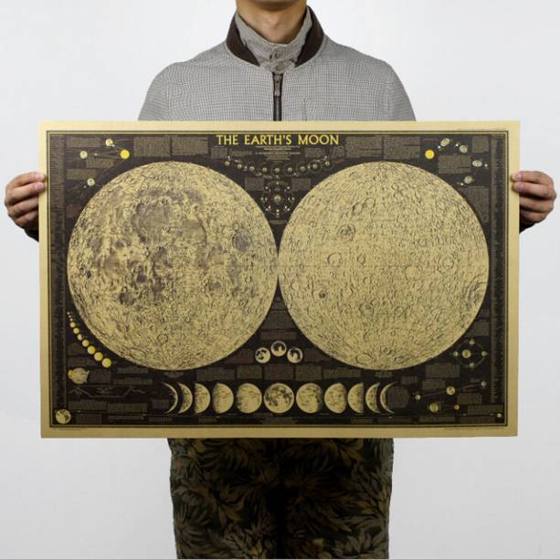 [H031] National Geographic FIG Lua Rainha café bar decorado sala de estar do vintage marrom papel poster retro 72x48 cm custa U$3,80.