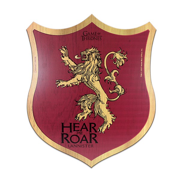A placa decorativa GOT Lannister Escudo custa R$ 34,90 na Casa Geek.