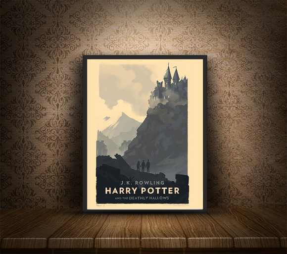 O Quadro A4 Harry Potter 7 custa R$20 na Ela e Uma Estante Amarela, na Elo7.