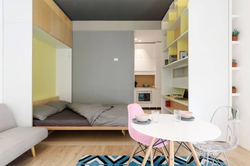 mini-apartamento paredes retrátil