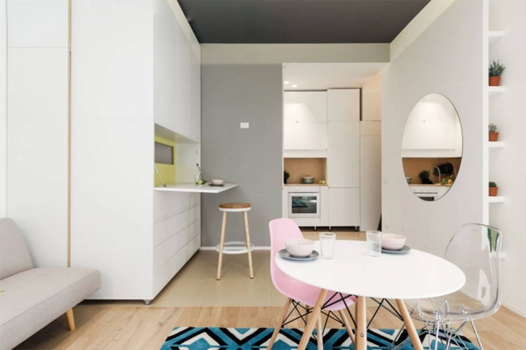 mini-apartamento paredes retrátil