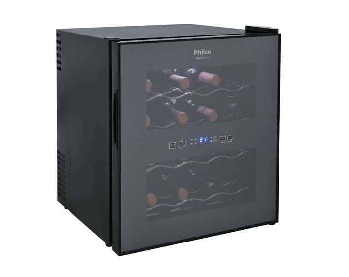 A Adega de Vinhos Philco PH16E PR com Porta Espelhada e Controle Digital de Temperatura para 16 Garrafas - Preto custa R$ 869,99 na <a href="https://www.gotoshop.com.br/Eletrodomesticos/AdegadeVinhos/Adega-de-Vinhos-Philco-PH16E-PR-com-Porta-Espelhada-e-Controle-Digital-de-Temperatura-para-16-Garrafas-Preto-2736538.html?utm_source=sites&utm_medium=matéria_CC&utm_campaign=produtos&utm_content=201805">Loja CASA CLAUDIA</a>.