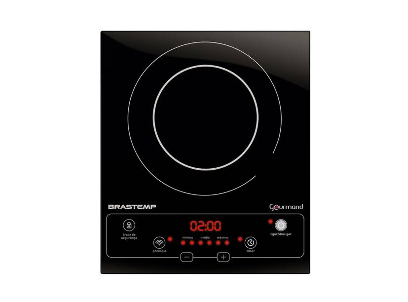 Cooktop Gourmand portátil, com timer touch e uma boca de indução (BDJ30AEANA). Custa R$ 509 na Brastemp.