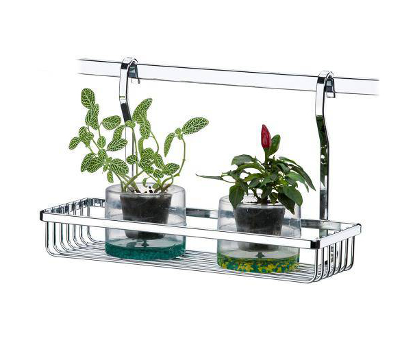 O suporte organizador retangular para barra de cozinha em aço cromado custa R$ 94,90 nas Lojas Americanas.