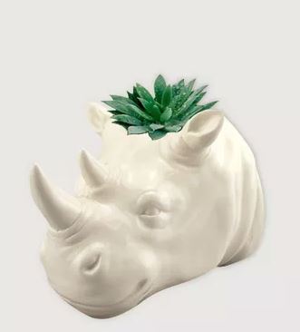 Vaso de parede Rinoceronte, custa R$ 79 na loja Casa MinD.