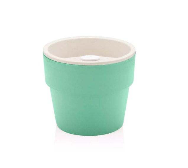 Vaso Plástico Autoirrigável Pequeno Verde, custa R$ 19,99 na loja Leroy Merlin.