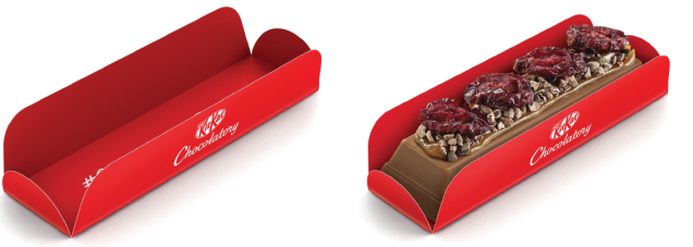 O consumidor pode escolher recheios e toppings, montando seu próprio KITKAT®. São mais de mil combinações possíveis. O consumidor pode escolher recheios e toppings, montando seu próprio KITKAT®. São mais de mil combinações possíveis.