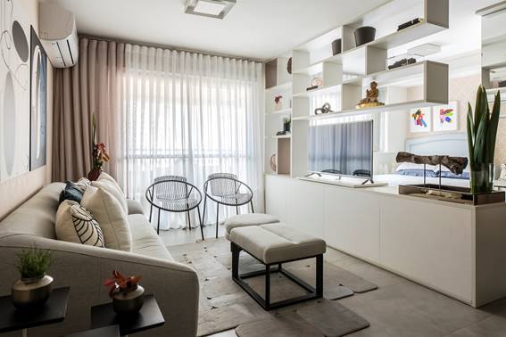 Apartamento combina sofisticação, estilo e conforto em 47 m²