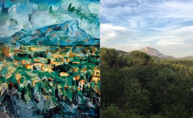 <strong>Mont Sainte-Victoire, Paul Cézanne (Aix-en-Provence, França).</strong> Alguns historiadores da arte afirmam que Cézanne pintou essa montanha mais de 60 vezes. O local retratado é o Mont Sainte-Victoire, que hoje possui vários restaurantes e cafés para os turistas.