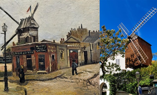 <strong>Le Moulin de la Galette por Vincent van Gogh (Paris).</strong> Essa é uma pintura da época que Van Gogh morou com seu irmão Theo, em Paris. Ele pintou vários locais do mesmo bairro.