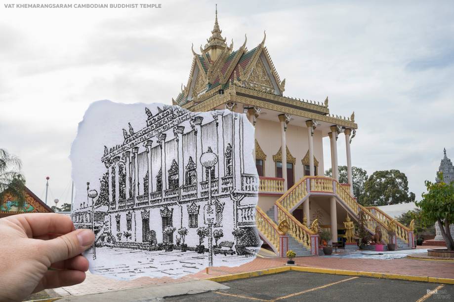 Este templo tradicional de budismo Khmer tem apenas 20 anos, mas parece voltar no tempo em virtude de seus telhados ornamentados de teto e coluna de ouro. As balaustradas com cabeça de serpente e uma torre de estupa adjacente (para as cinzas cremadas dos entes queridos) completam essa declaração arquitetônica profunda e exótica em meio à mundanidade urbana de parques de estacionamento e lojas de ferragens.