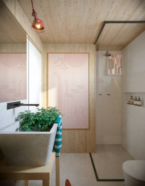 Loft Casal e Dois Irmão, por Forma\011 + Miúda Mobília + Sheepy | O papel de parede tem desenho de animais silvestres e as almofadas fazem parte da linha Paradise - novidade da Sheepy, de onde são ainda o enxoval, pôsteres e tapetes.