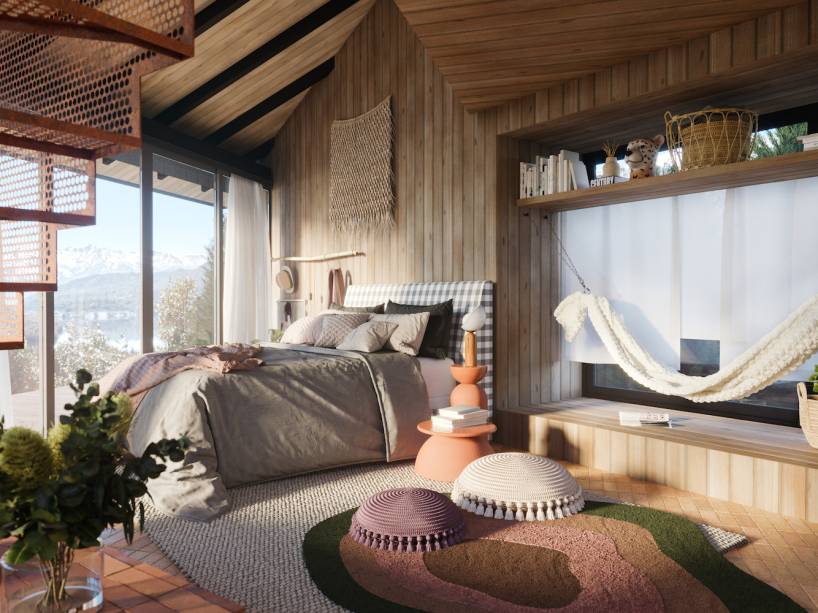 Loft dos Gêmeos, por Grão Arquitetura | Para reforçar o tom de simplicidade e conforto, Dani e Guto Amorim, da Grão Arquitetura, privilegiaram matérias primas que exigissem pouca manutenção, como a madeira em tom claro que dá forma às paredes, intercalada com cerâmicas e texturas naturais (Studio Passalacqua).