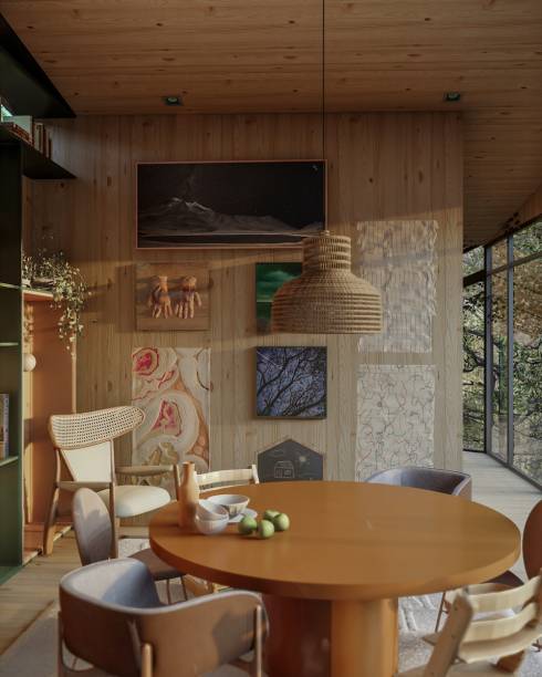 Sala de Jantar, por Isabela Fraia Arquitetura | Para a mesa, Isabela escolheu um mix de diferentes cadeiras (Líder Interiores), modernas ou mais tradicionais - sem faltar lugar também para as crianças se sentirem incluídas no papo. E ainda tem um cantinho para leitura, com poltrona bem confortável e luminária.