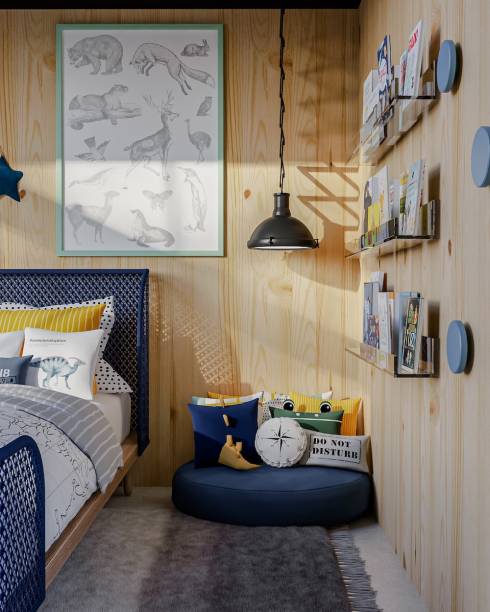 Quarto do Ben, por Bianca Assuf e Mandarine | O enxoval, papel de parede, pôsters e caixas forradas, tudo da Mandarine, trazem um mix de estampas geométricas, além de retratar os animais da região, a data de nascimento do Ben, mapa, selos e imagem de rosa dos ventos fazendo referência ao estilo viajante e aventureiro da família.