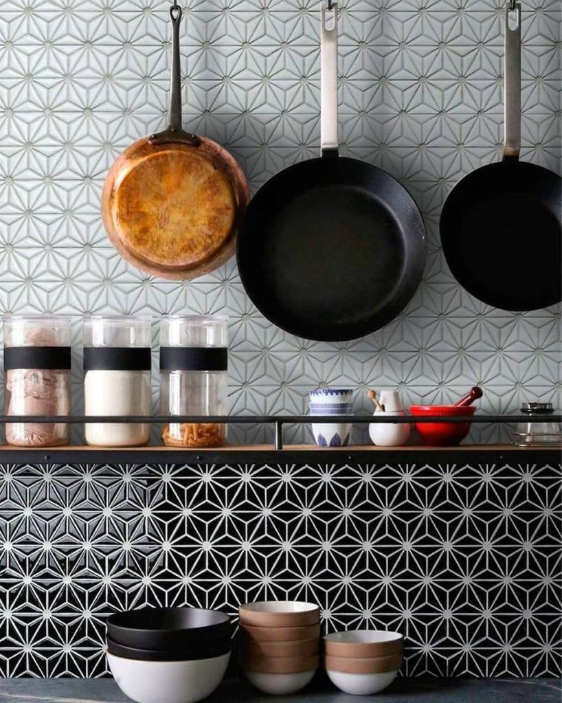 backsplash-cozinha-ideias8 Cozinha com azulejos em preto e branco