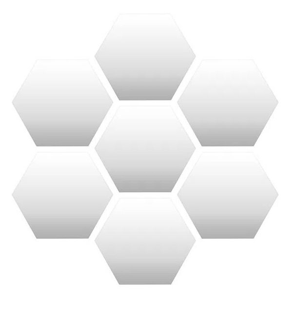 Espelhos em formato de hexágono arranjados em forma de colmeia
