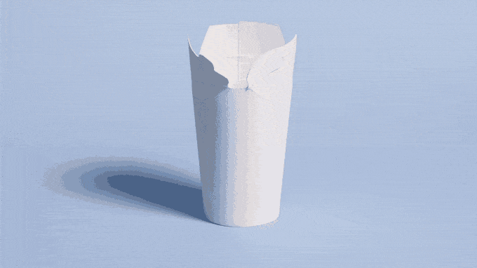 Copo de papel ergonômico e dobrável substitui descartáveis em delivery