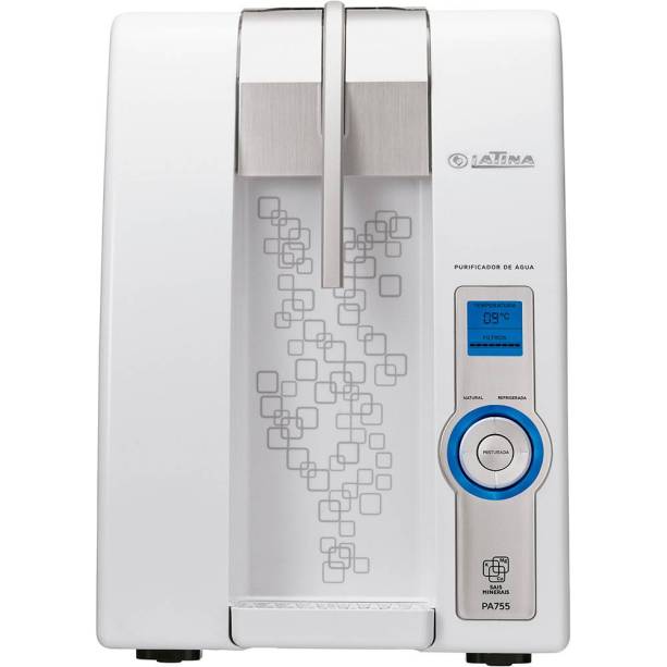 Com display digital e sistema de controle eletrônico de temperatura da água, o PA755 (30 x 32 x 43,5 cm), da Latina, avisa a hora de trocar o filtro. Shoptime, R$ 597.
