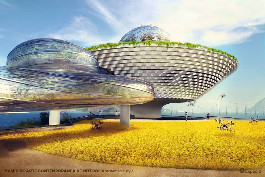Museu de Arte Contemporânea de Niterói, Rio de Janeiro, em estilo sustentável. Museu de Arte Contemporânea de Niterói, Rio de Janeiro, em estilo sustentável.