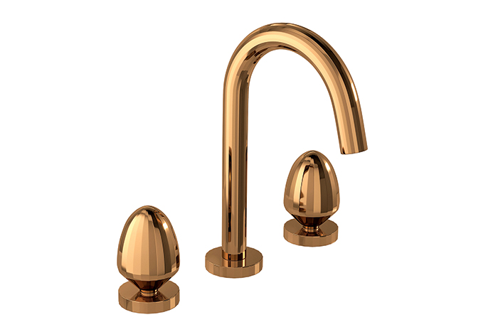 No estande da Deca na Expo Revestir, chamava a atenção dos visitantes o misturador duplo comando com nome Pinha Red Gold. Desenhado pela arquiteta carioca Lia Siqueira para a Casa Cor Rio de Janeiro, o produto (22,6 cm de altura total) ainda em fase de conceito e desenvolvimento ganhou ar de requinte com o tom acobreado do metal, cuja superfície parece esculpida manualmente, evocando a decoração clássica.