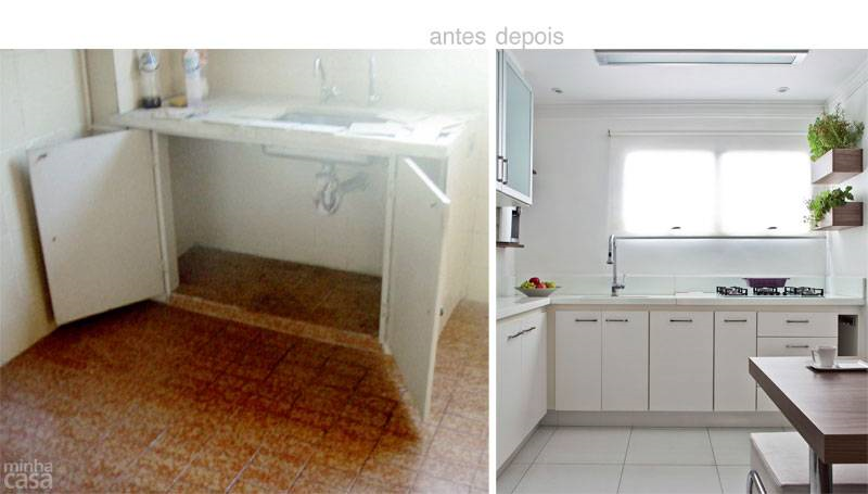 Antes e depois: cozinha e lavanderia em 13 m²