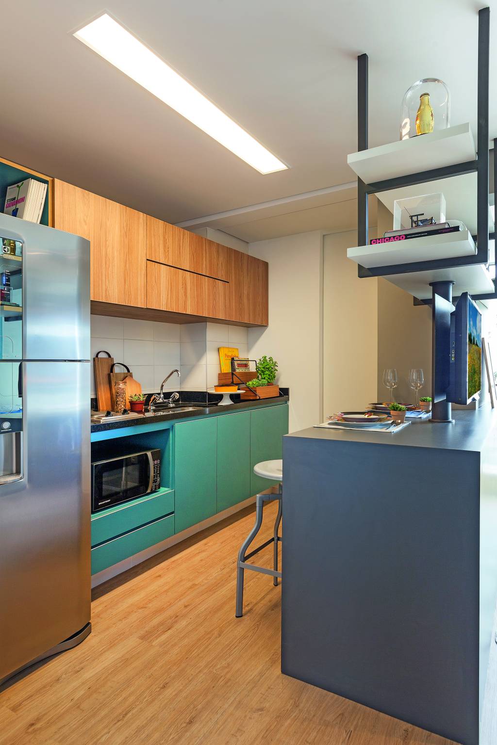 apartamento de 35 m² estiloso e com ambientes integrados cozinha