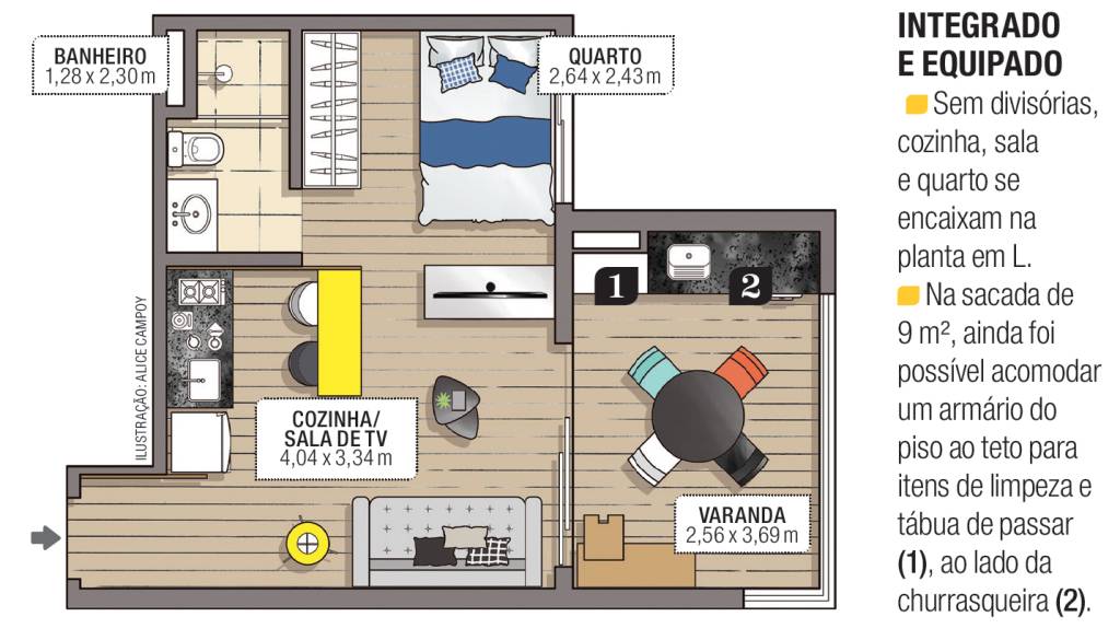 Planta apartamento de 37m2