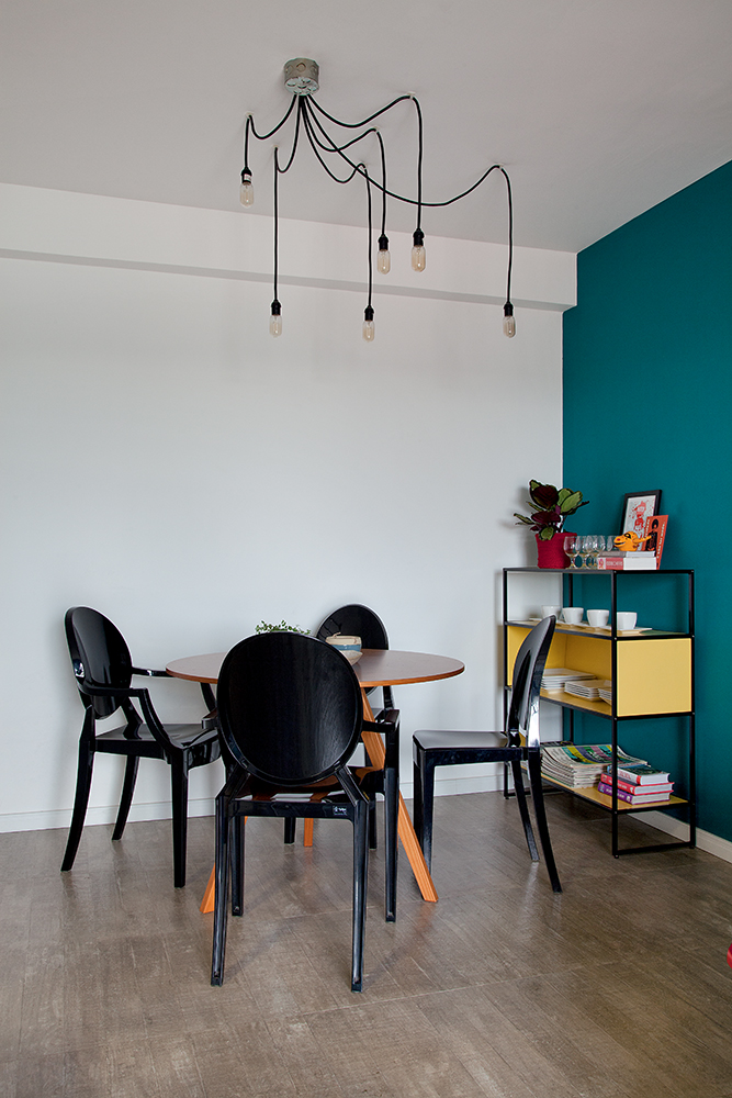 apartamento de 60 m² com estilo industrial jantar