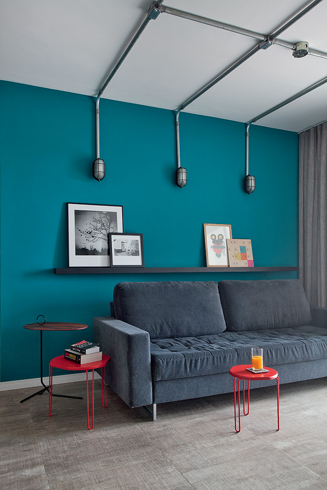 apartamento de 60 m² com estilo industrial sala